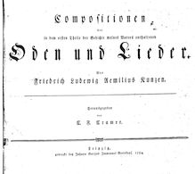 Partition complète, Odes et chansons, Kunzen, Friedrich Ludwig Aemilius