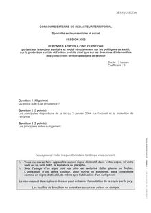 Questions 2006 Externe Rédacteur territorial