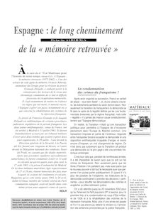 Espagne : le long cheminement de la « mémoire retrouvée » - article ; n°1 ; vol.73, pg 49-54