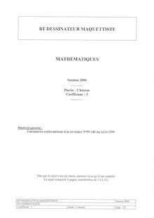 Mathématiques 2006 BT Dessinateur maquettiste (arts graphiques)