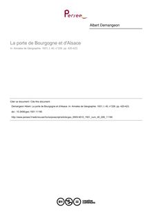 La porte de Bourgogne et d Alsace - article ; n°226 ; vol.40, pg 420-423