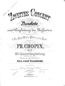Partition de piano, Piano Concerto No.2, F minor, Chopin, Frédéric