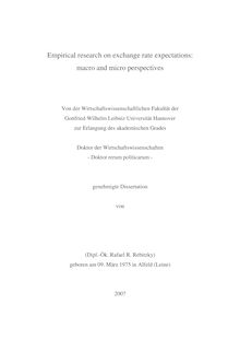 Empirical research on exchange rate expectations [Elektronische Ressource] : macro and micro perspectives / von Rafael R. Rebitzky