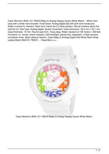 Casio Women8217s BGA1317B3CR BabyG Analog Display Quartz White Watch Watch Review