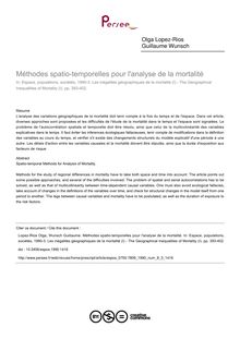 Méthodes spatio-temporelles pour l analyse de la mortalité - article ; n°3 ; vol.8, pg 393-402