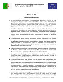 Algérie 2012: Mission d’observation électorale de l’Union Européenne