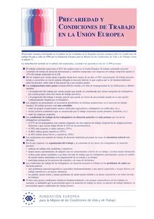 Precariedad y condiciones de trabajo en la Unión Europea resumen