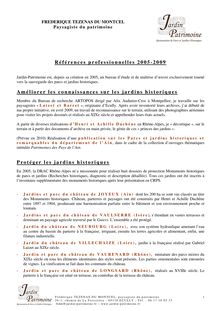 Références professionnelles 2005-2009
