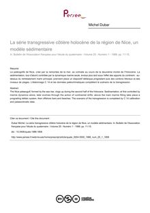 La série transgressive côtière holocène de la région de Nice, un modèle sédimentaire - article ; n°1 ; vol.25, pg 11-15