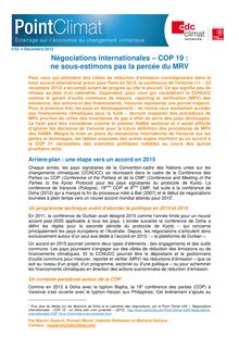 Négociations internationales - COP 19: ne sous-estimons pas la percée du MRV
