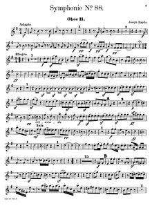 Partition hautbois 2, Symphony No.88 en G major, Sinfonia No.88