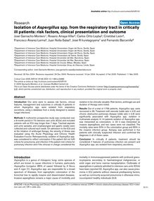 Isolation of Aspergillusspp. from the respiratory tract in critically ill patients: risk factors, clinical presentation and outcome