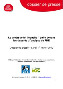 Le projet de loi Grenelle II enfin devant les députés : l analyse de  FNE