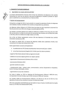 Note de Synthèse du conseil municipal du 11 Juin 2013