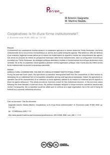 Coopératives: la fin d une forme institutionnelle? - article ; n°1 ; vol.260, pg 110-125