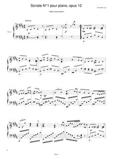 Partition III - Moderato - Allegro piu moto, Sonate N°1, Op.12, Piano Sonata No.1, Op.12
