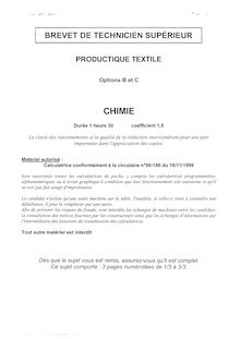 Chimie 2007 Tissage BTS Productique - textile