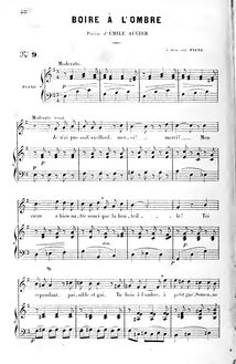 Partition complète (E minor: haut voix et piano), Boire à l ombre