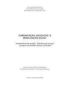 COMUNICAÇÃO, EDUCAÇÃO E MOBILIZAÇÃO SOCIAL