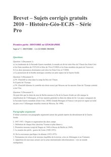 Brevet 2010 Pro Histoire Geographie Corrige