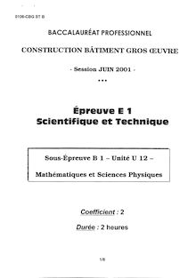 Bacpro construction mathematique et sciences physiques 2001