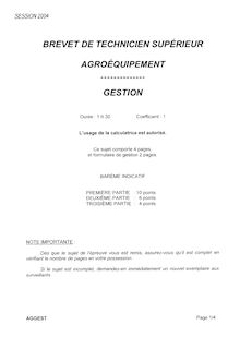 Gestion 2004 BTS Agro-équipement