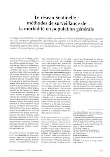 Le réseau Sentinelle : méthodes de surveillance de la morbidité en population générale - Numéro 79-80 - décembre 1996