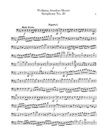 Partition basson 1, 2, Symphony No.26, Overture, E♭ major, Mozart, Wolfgang Amadeus