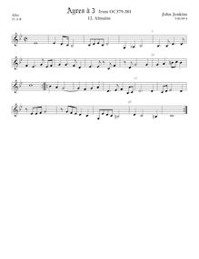 Partition ténor viole de gambe, aigu clef, Airs pour 3 violes de gambe (aigu, ténor, basse) par John Jenkins