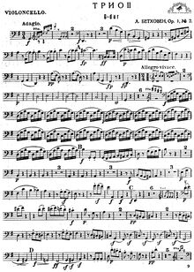 Partition de violoncelle, Piano Trio No.2, I. G major II. E major III. G major IV. G major