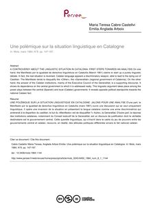 Une polémique sur la situation linguistique en Catalogne - article ; n°1 ; vol.8, pg 147-167