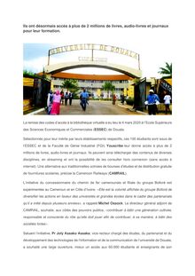 Cameroun - Université de Douala: CAMRAIL, filiale du groupe Bolloré, offre un accès à 100 étudiants à la bibliothèque virtuelle Youscribe