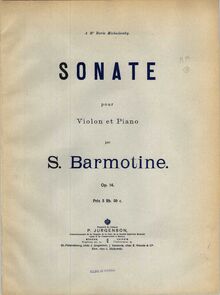 Partition couverture couleur, violon Sonata, A minor, Barmotin, Semyon