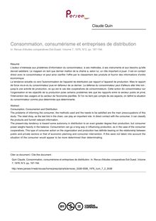 Consommation, consumérisme et entreprises de distribution - article ; n°2 ; vol.7, pg 187-194