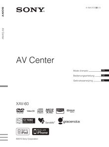 Notice Système de voiture Multimedia Sony  XAV-60