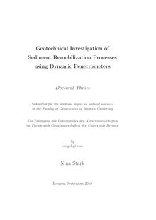 Geotechnical investigation of sediment remobilization processes using dynamic penetrometers [Elektronische Ressource] / by Nina Stark
