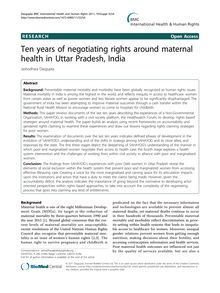 Ten years of negotiating rights around maternal health in Uttar Pradesh, India