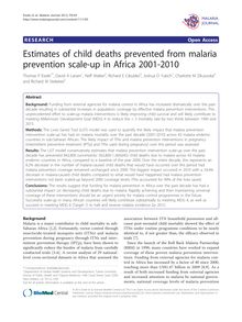 Estimates of child deaths prevented from malaria prevention scale-up in Africa 2001-2010