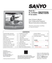 Notice Télévision Sanyo  DS27225