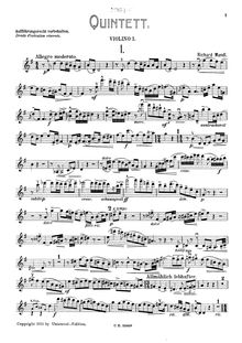 Partition violon 1 , partie, Piano quintette, G major, Mandl, Richard