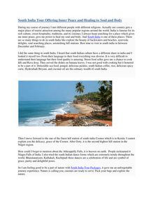 South India Tour Offering Inner Peace and Healing to Soul and Body