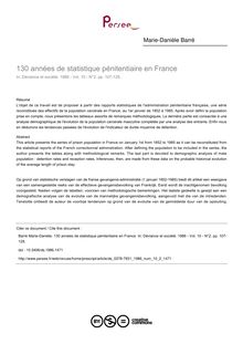 130 années de statistique pénitentiaire en France - article ; n°2 ; vol.10, pg 107-128