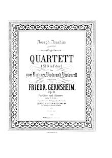 Partition complète, corde quatuor No.3, F major, Gernsheim, Friedrich