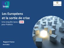 Les Européens et la sortie de crise : Une enquête Ipsos / CGI pour Publicis
