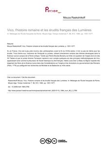 Vico, l histoire romaine et les érudits français des Lumières - article ; n°2 ; vol.96, pg 1051-1077