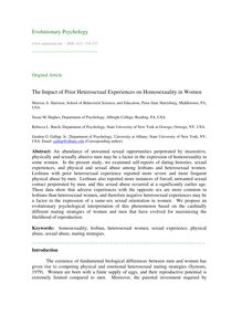 The impact of prior heterosexual experiences on homosexuality in women