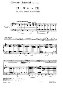 Partition de piano et basse , partie, Elegy, Bottesini, Giovanni