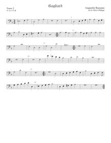 Partition ténor viole de gambe 2, basse clef, Gagliard, Bassano, Augustine