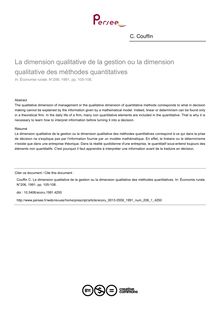 La dimension qualitative de la gestion ou la dimension qualitative des méthodes quantitatives - article ; n°1 ; vol.206, pg 105-108