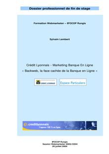 Dossier professionnel de fin de stage Crédit Lyonnais - Marketing ...